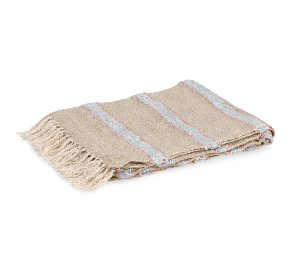 COPERTA JAWLA NATURALE BLU 130X170