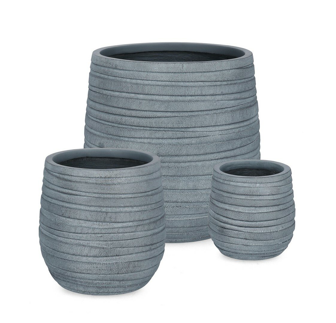 SET3 P.VASO STRIPS BASSO GRIGIO