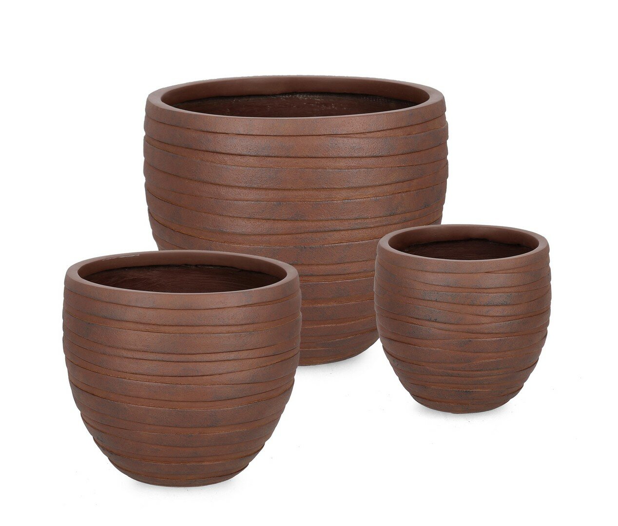 SET3 P.VASO STRIPS TONDO RUSTY ANTICO