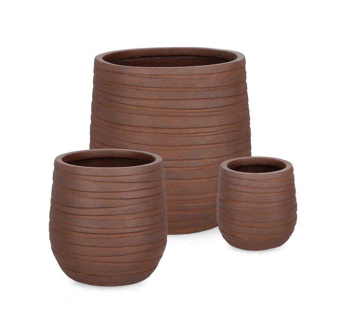SET3 P.VASO STRIPS BASSO RUSTY ANTICO