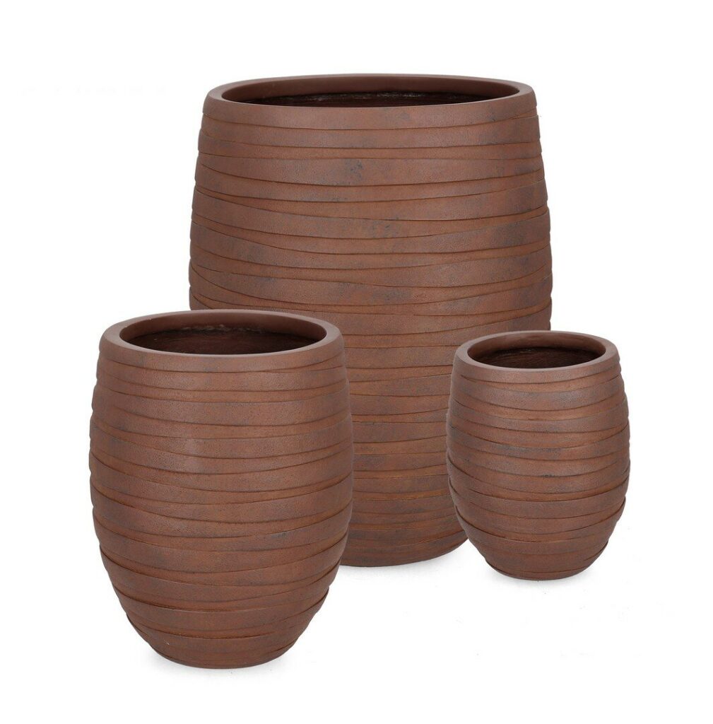 SET3 P.VASO STRIPS ALTO RUSTY ANTICO