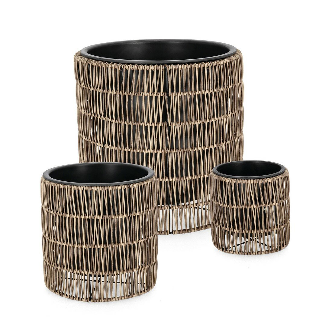 SET3 P.VASO AYUN C-VASO TONDO MARRONE